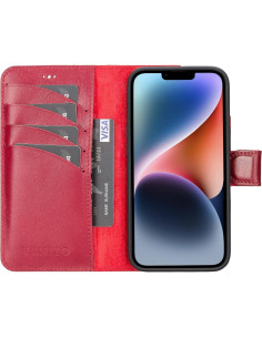 Funda de cuero Venito Ravenna Slim para iPhone 14 Rojo 2