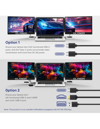 Extensor de Pantalla Doble S3 14'' FHD para Laptop 13-17''