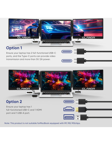 Extensor de Pantalla Doble S3 14'' FHD para Laptop 13-17''