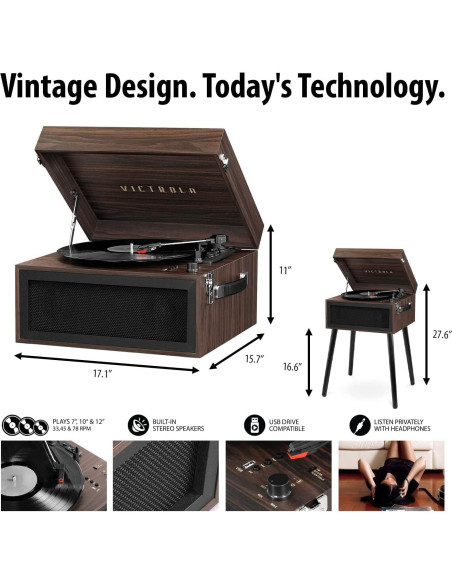 Tocadiscos Bluetooth Victrola Liberty 5-en-1 Espresso