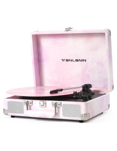 Reproductor de Vinilo TANLANIN TE-001DPW Rosa Acuarela Bluetooth