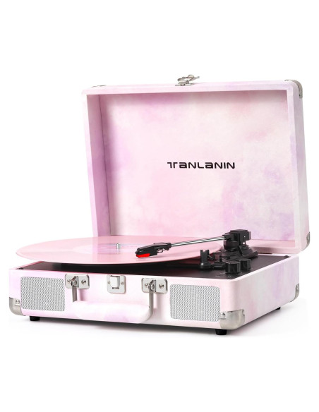 Reproductor de Vinilo TANLANIN TE-001DPW Rosa Acuarela Bluetooth