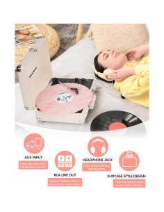 Reproductor de Vinilo TANLANIN TE-001DWT 3 Velocidades Bluetooth 2