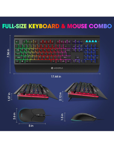 Combo Teclado y Ratón KOORUI GKM01 Retroiluminado 3200 DPI