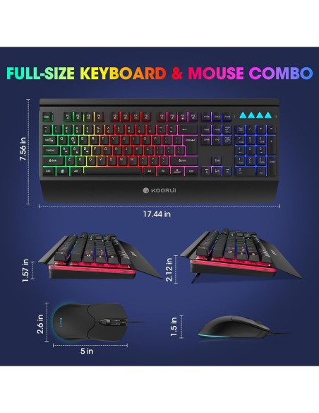 Combo Teclado y Ratón KOORUI GKM01 Retroiluminado 3200 DPI