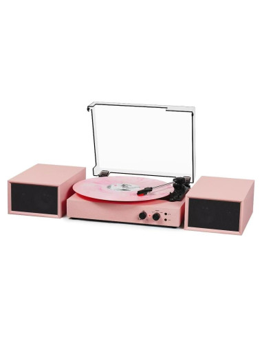Reproductor de Vinilo TANLANIN TE-003PK Rosa con Bluetooth