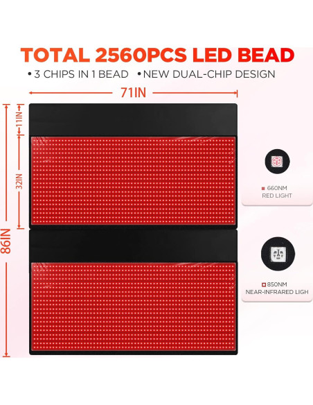 Almohadilla de Luz Roja ADVARAYS 2560 LEDs 180x79cm
