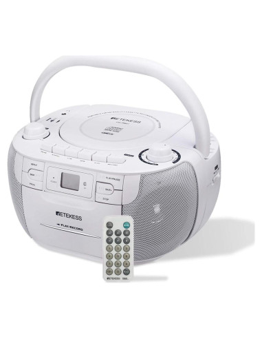 Retekess TR621 Boombox CD y Casete Portátil Blanco