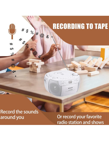 Retekess TR621 Boombox CD y Casete Portátil Blanco