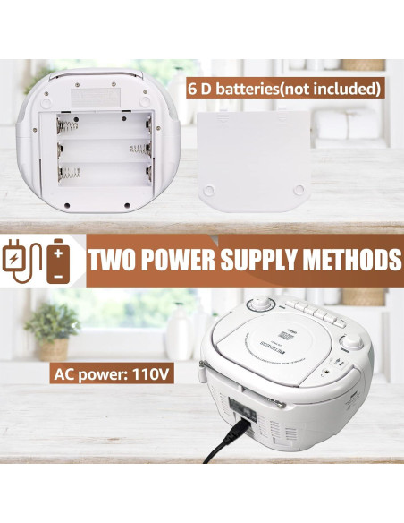 Retekess TR621 Boombox CD y Casete Portátil Blanco