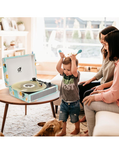 Reproductor de Vinilo Bluetooth DANFI AUDIO Azul 3 Velocidades