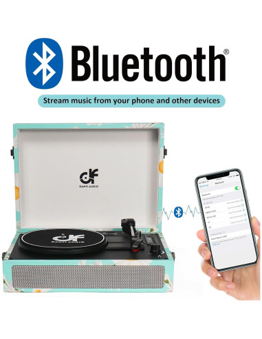 Reproductor de Vinilo Bluetooth DANFI AUDIO Azul 3 Velocidades
