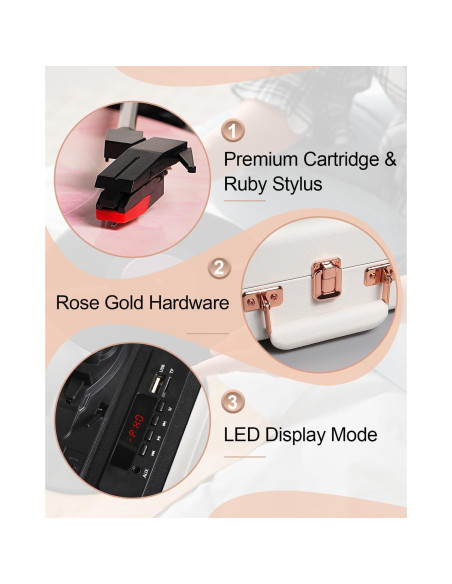 Reproductor de Vinilo Bluetooth TANLANIN TE-001-RG 3 Velocidades