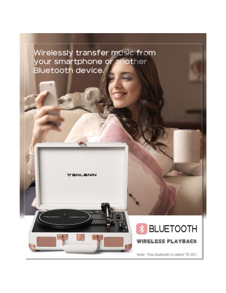 Reproductor de Vinilo Bluetooth TANLANIN TE-001-RG 3 Velocidades