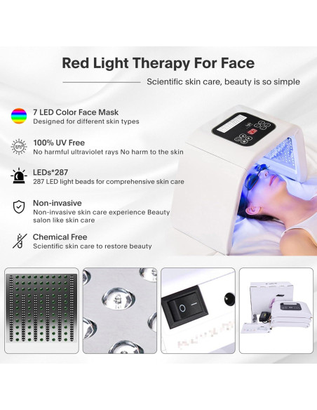 Máscara LED Terapia de Luz Roja 7 Colores JY-A025 34.7x24.6cm