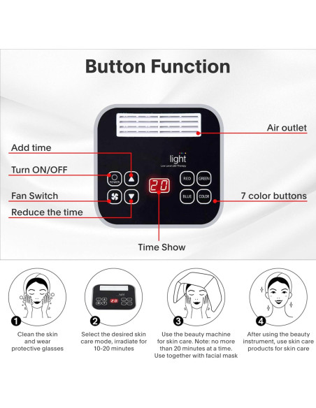 Máscara LED Terapia de Luz Roja 7 Colores JY-A025 34.7x24.6cm