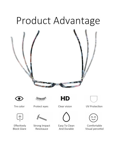 Gafas VisionGlobal anti-fatiga ocular +1.50 rosa cuadradas