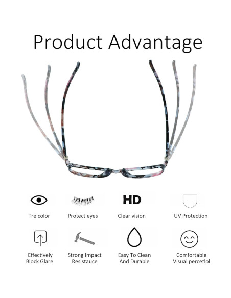 Gafas VisionGlobal anti-fatiga ocular +1.50 rosa cuadradas