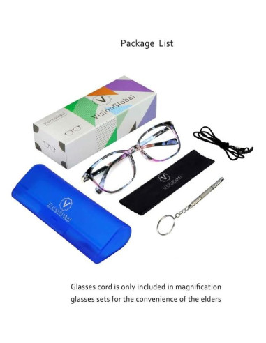 Gafas VisionGlobal anti-fatiga ocular +1.50 rosa cuadradas