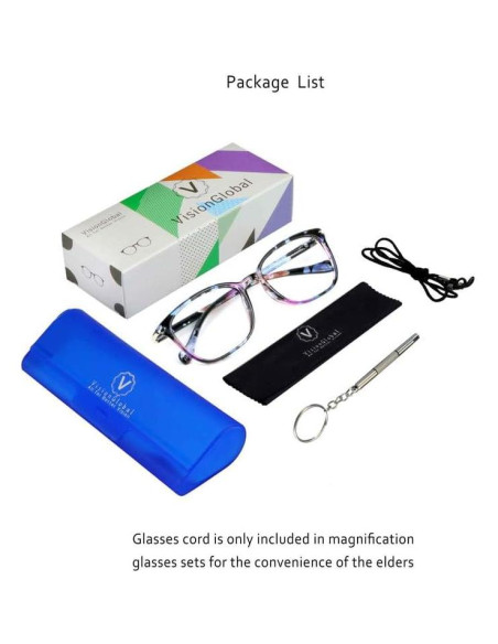 Gafas VisionGlobal anti-fatiga ocular +1.50 rosa cuadradas