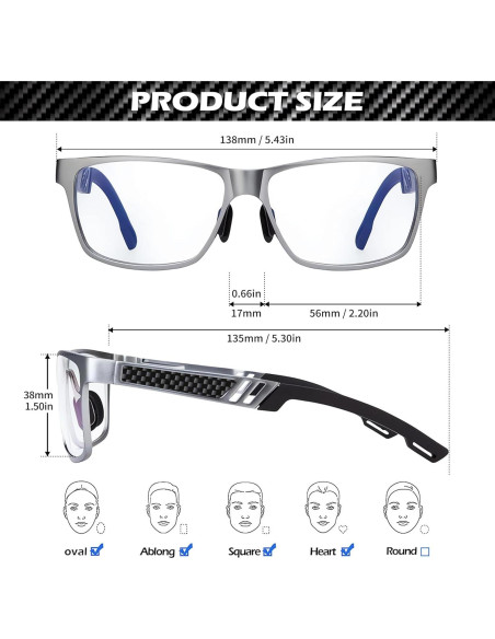 Gafas de Luz Azul ANYLUV Gunmetal Protección Diaria