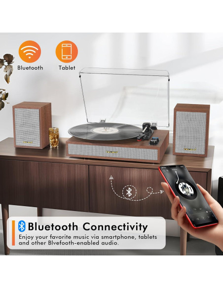 Reproductor de Vinilo TANLANIN TE-2028-TAN Bluetooth 33/45/78 RPM