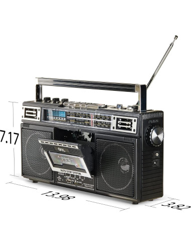 QFX J-220BT Boombox Bluetooth con Radio 4 Bandas y Grabadora