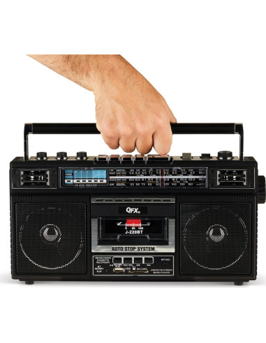 QFX J-220BT Boombox Bluetooth con Radio 4 Bandas y Grabadora