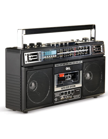 QFX J-220BT Boombox Bluetooth con Radio 4 Bandas y Grabadora