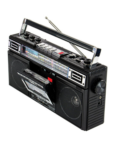 QFX J-220BT Boombox Bluetooth con Radio 4 Bandas y Grabadora