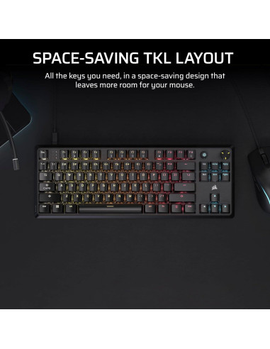 Teclado Mecánico Corsair K70 CORE TKL RGB con Cable