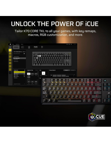 Teclado Mecánico Corsair K70 CORE TKL RGB con Cable