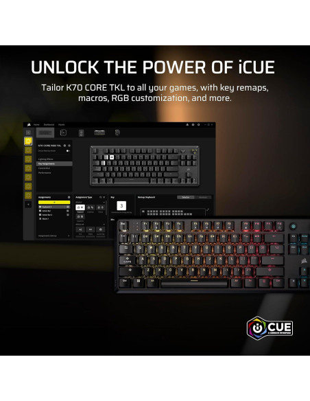 Teclado Mecánico Corsair K70 CORE TKL RGB con Cable