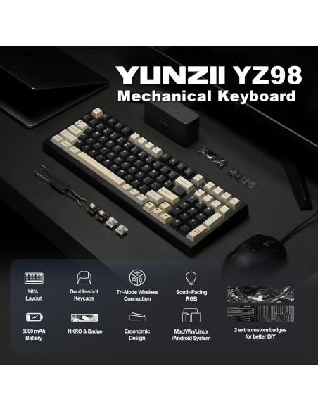 Teclado Mecánico YUNZII YZ98 Inalámbrico RGB 99 Teclas