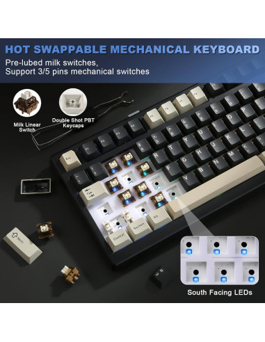 Teclado Mecánico YUNZII YZ98 Inalámbrico RGB 99 Teclas