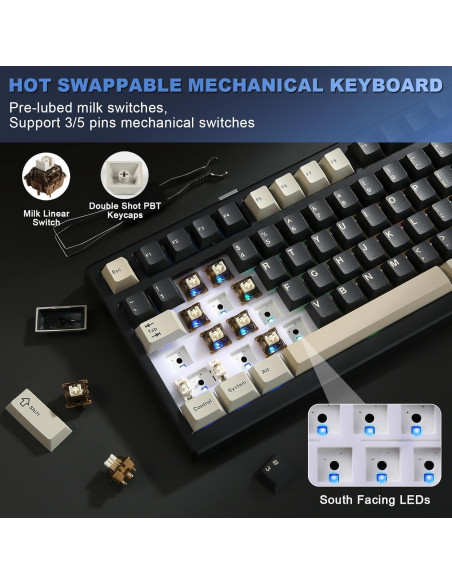 Teclado Mecánico YUNZII YZ98 Inalámbrico RGB 99 Teclas