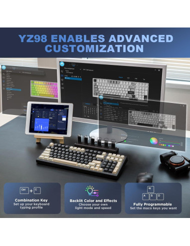 Teclado Mecánico YUNZII YZ98 Inalámbrico RGB 99 Teclas