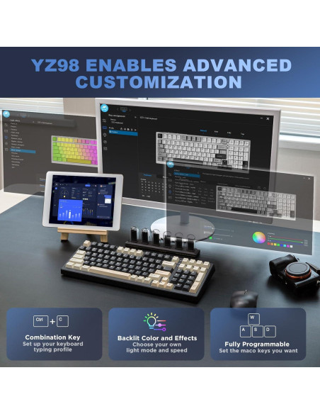 Teclado Mecánico YUNZII YZ98 Inalámbrico RGB 99 Teclas