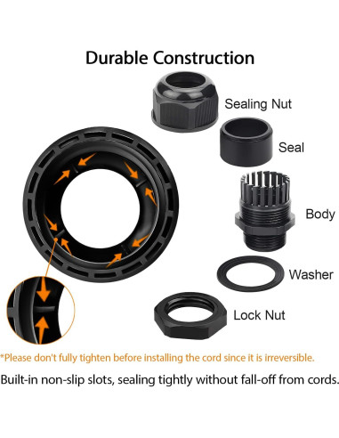 LeMotech Pasacables PG11 Impermeables 20 Piezas 6-10mm