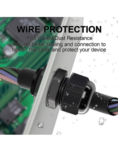 LeMotech Pasacables PG11 Impermeables 20 Piezas 6-10mm