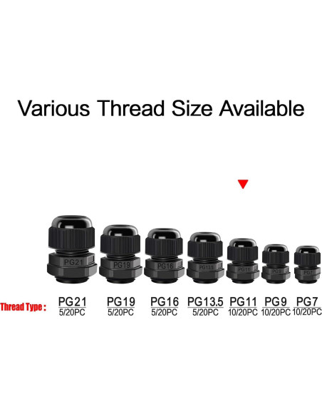 LeMotech Pasacables PG11 Impermeables 20 Piezas 6-10mm