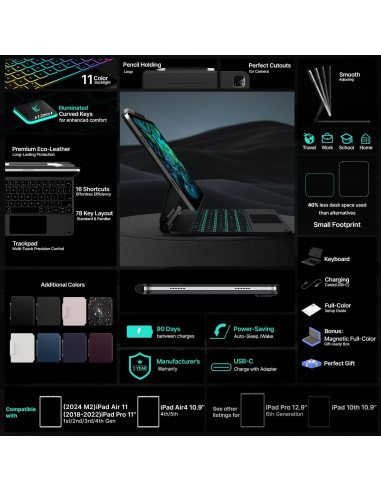 Funda Teclado Typecase Edge para iPad Air/Pro 11" Negro