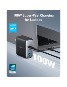 Cargador USB C Anker 100W GaN II 3 Puertos Compacto 2
