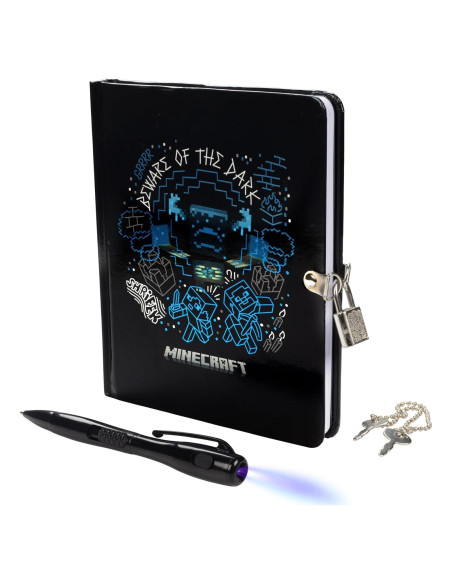 Diario Minecraft con Cerradura y Llave - 192 Páginas con Bolígrafos UV