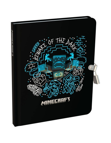 Diario Minecraft con Cerradura y Llave - 192 Páginas con Bolígrafos UV