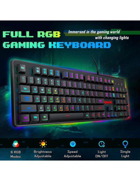 Combo Teclado y Ratón Gaming Redragon S107-BA RGB 3200 DPI