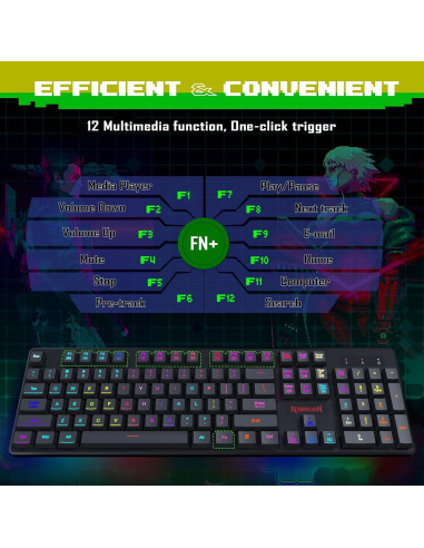 Combo Teclado y Ratón Gaming Redragon S107-BA RGB 3200 DPI