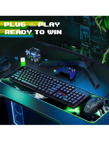 Combo Teclado y Ratón Gaming Redragon S107-BA RGB 3200 DPI