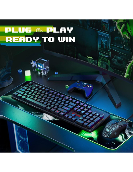 Combo Teclado y Ratón Gaming Redragon S107-BA RGB 3200 DPI