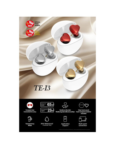 Auriculares Inalámbricos AVIOT TE-I3 Corazón Oro Bluetooth 5.3
